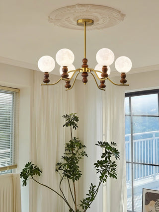 Virelle Lustre Lustra Laiton Bois Globe de Lune Élégant