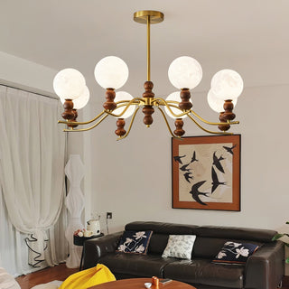 Virelle Lustre Lustra Laiton Bois Globe de Lune Élégant