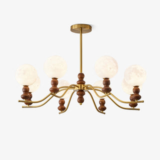 Virelle Lustre Lustra Laiton Bois Globe de Lune Élégant