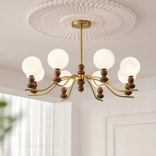 Virelle Lustre Lustra Laiton Bois Globe de Lune Élégant