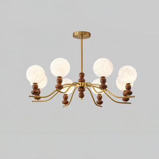 Virelle Lustre Lustra Laiton Bois Globe de Lune Élégant