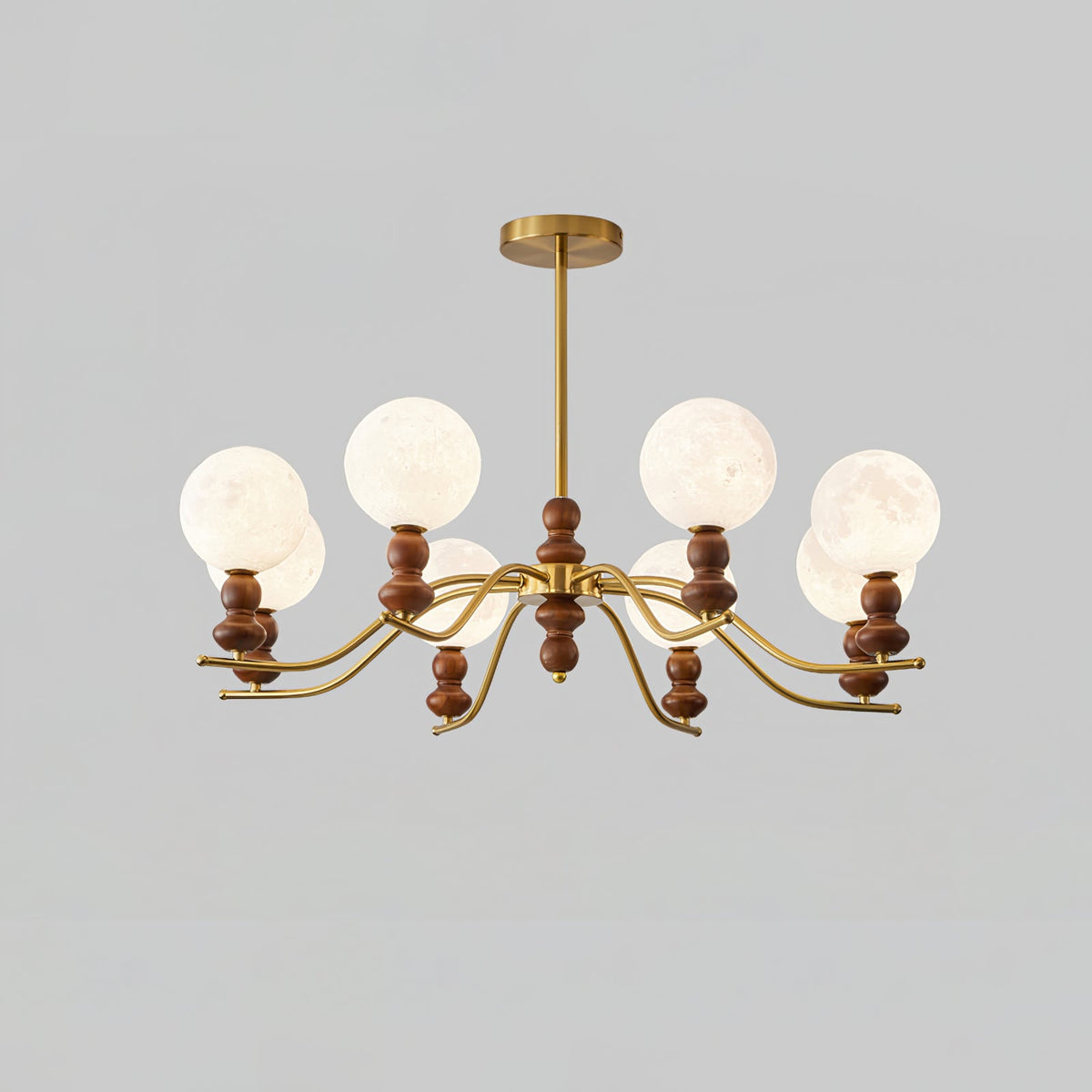 Virelle Lustre Lustra Laiton Bois Globe de Lune Élégant