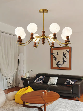 Virelle Lustre Lustra Laiton Bois Globe de Lune Élégant