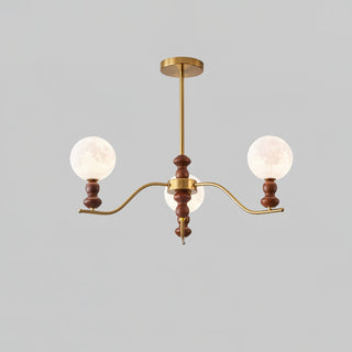 Virelle Lustre Lustra Laiton Bois Globe de Lune Élégant