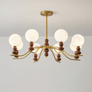 Virelle Lustre Lustra Laiton Bois Globe de Lune Élégant