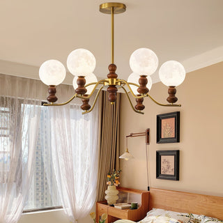 Virelle Lustre Lustra Laiton Bois Globe de Lune Élégant