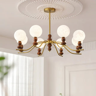 Virelle Lustre Lustra Laiton Bois Globe de Lune Élégant