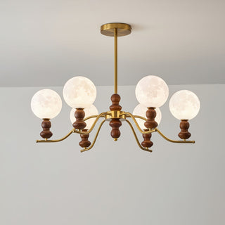 Virelle Lustre Lustra Laiton Bois Globe de Lune Élégant