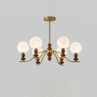 Virelle Lustre Lustra Laiton Bois Globe de Lune Élégant