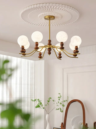 Virelle Lustre Lustra Laiton Bois Globe de Lune Élégant