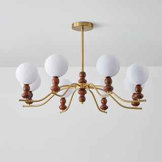Virelle Lustre Lustra Laiton Bois Globe de Lune Élégant
