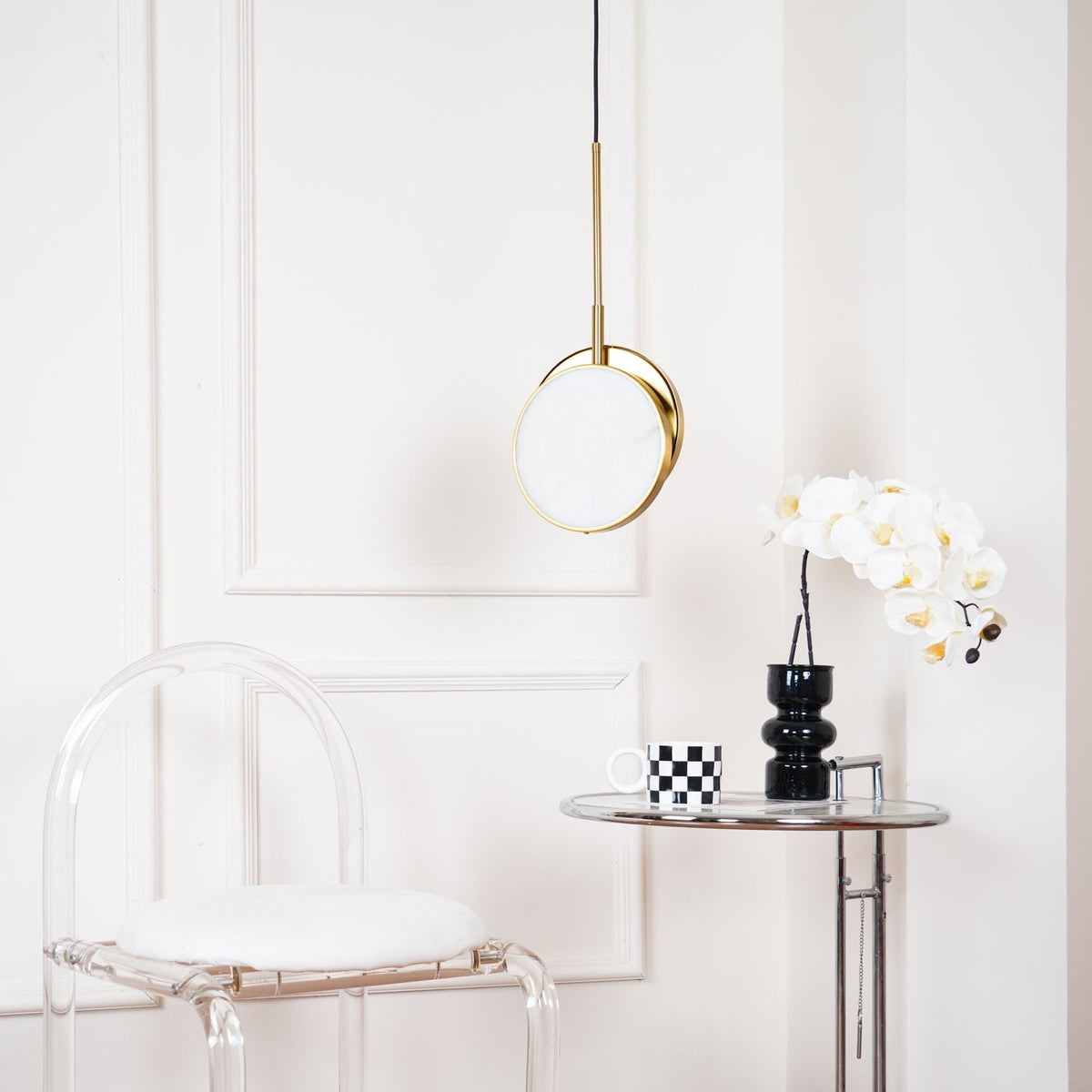 Synoryra Lampe Suspendue Double Disque en Albâtre