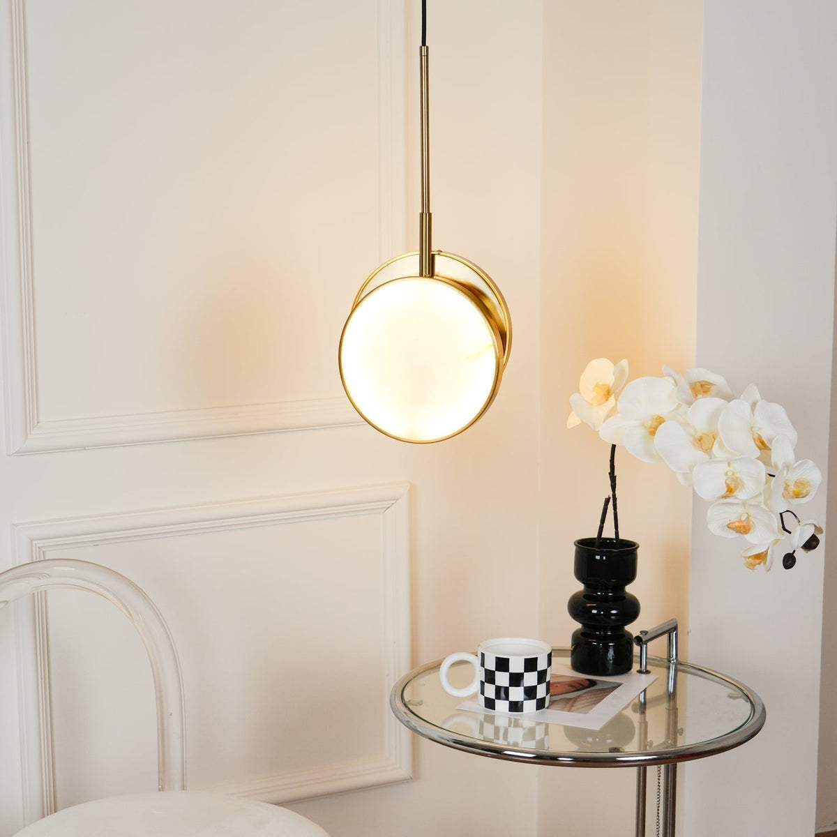 Synoryra Lampe Suspendue Double Disque en Albâtre