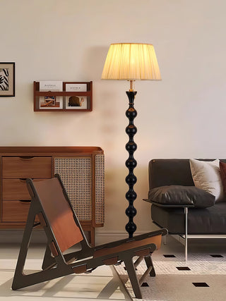 Celon Lampadaire en Bois Et Tissu Vintage