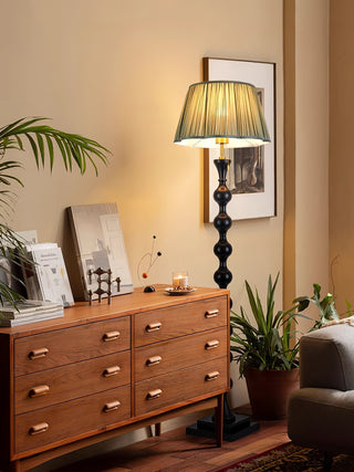 Celon Lampadaire en Bois Et Tissu Vintage