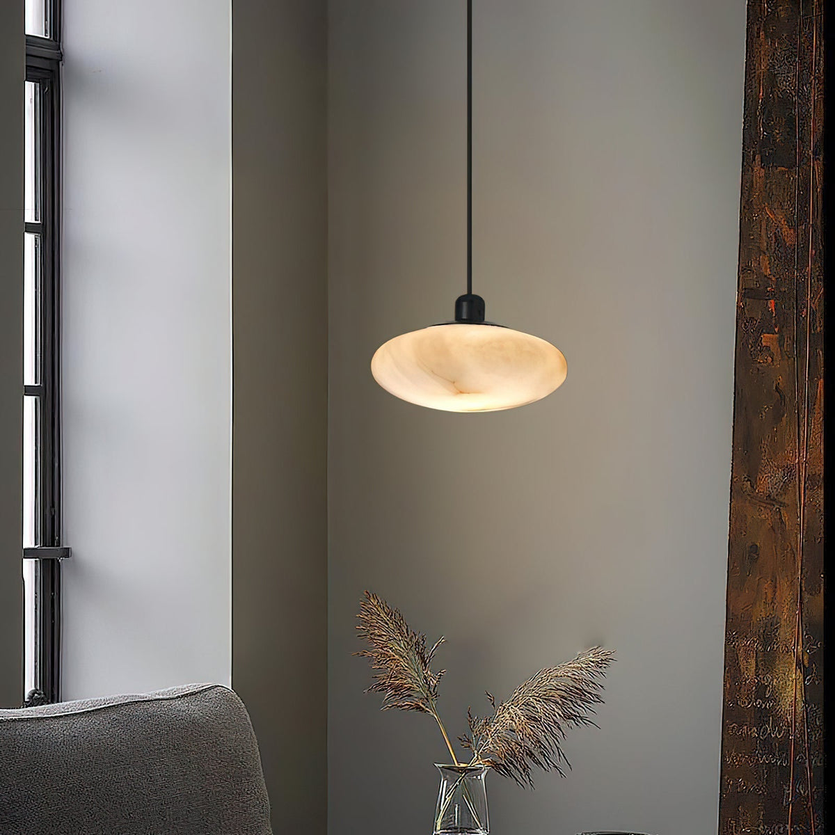 Cuthean Lampe Suspendue En Laiton Et Albâtre Minimaliste Moderne