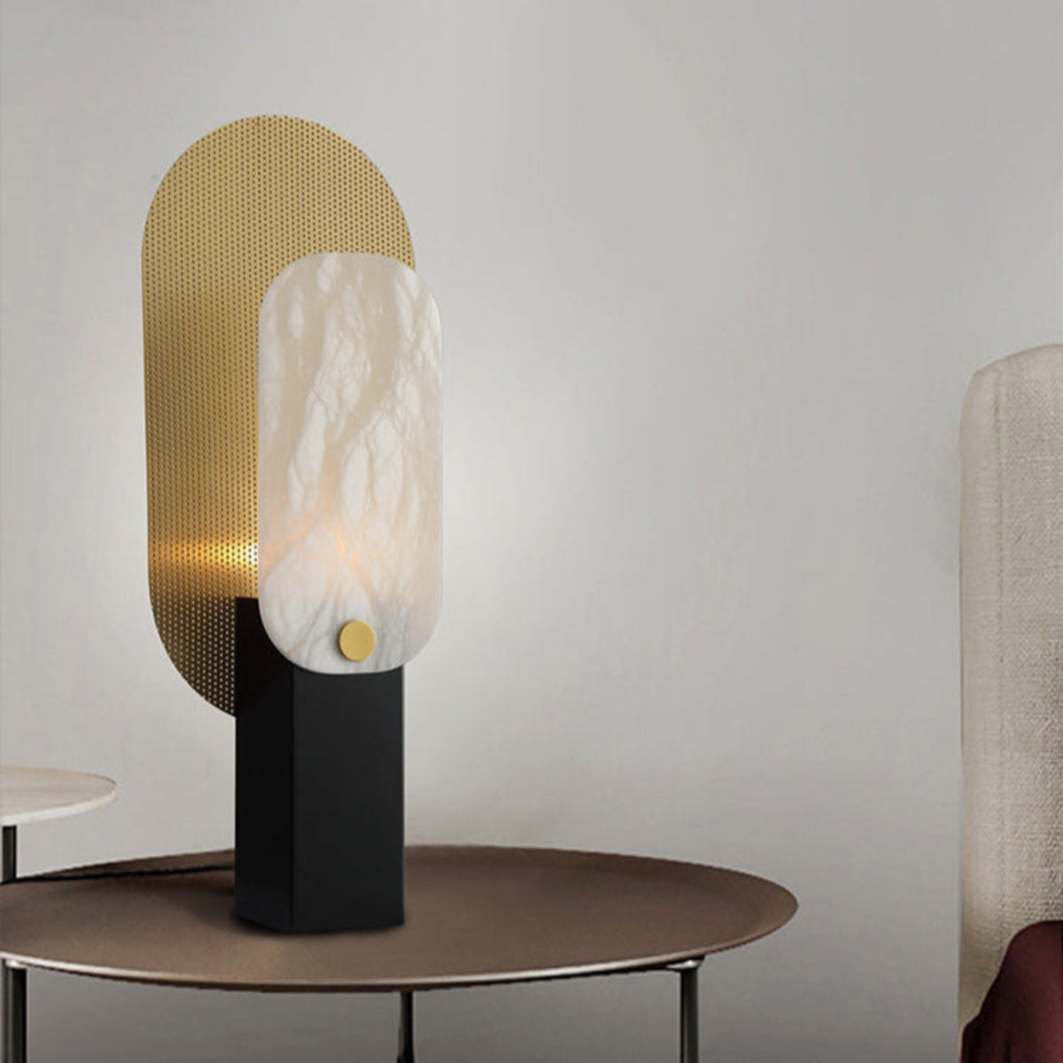 Mosaic Elegance Alabaster Table Lamp-Neutral Decor