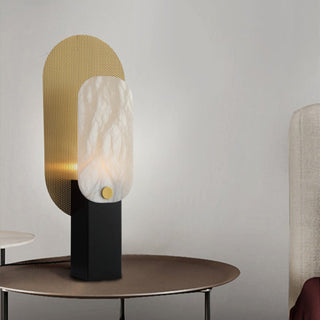 Mosaic Elegance Alabaster Table Lamp-Neutral Decor