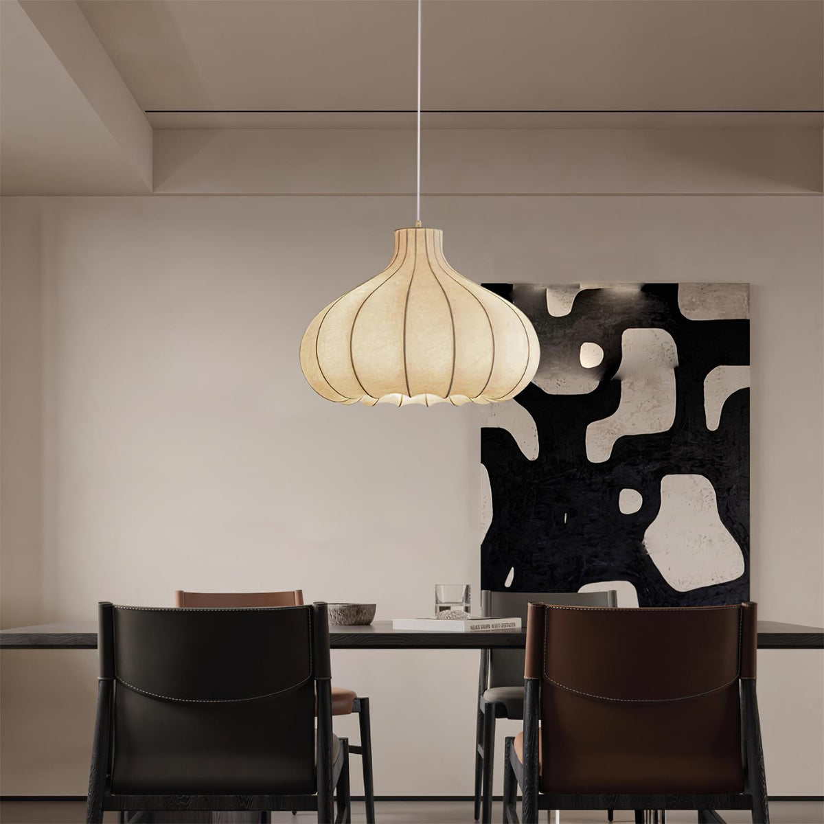 Pendant Light Silky Pleated Silk Shade White-Neutral Decor