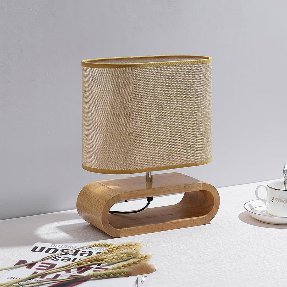 Loop Rustic Wood Table Lamp-Neutral Decor