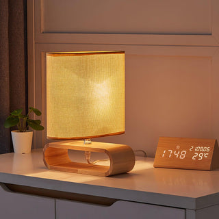 Loop Rustic Wood Table Lamp-Neutral Decor