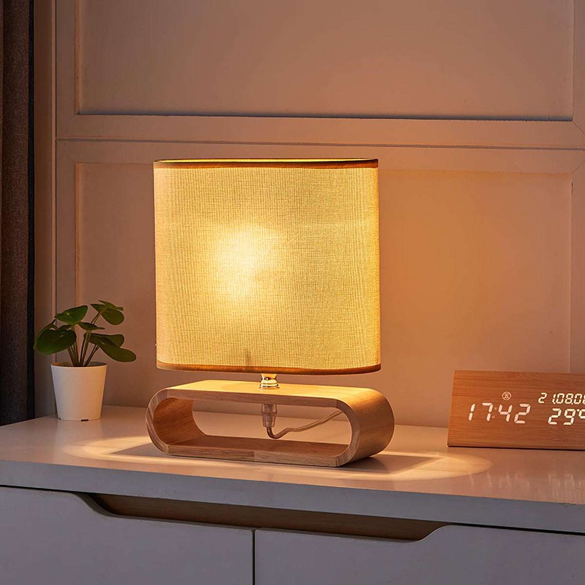 Loop Rustic Wood Table Lamp-Neutral Decor