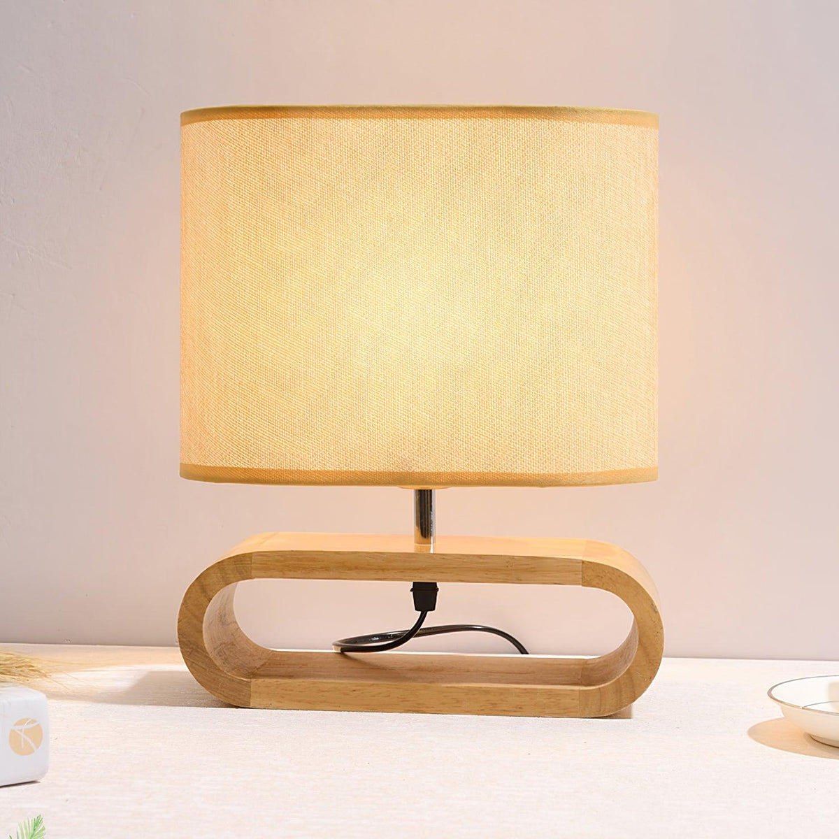 Loop Rustic Wood Table Lamp-Neutral Decor