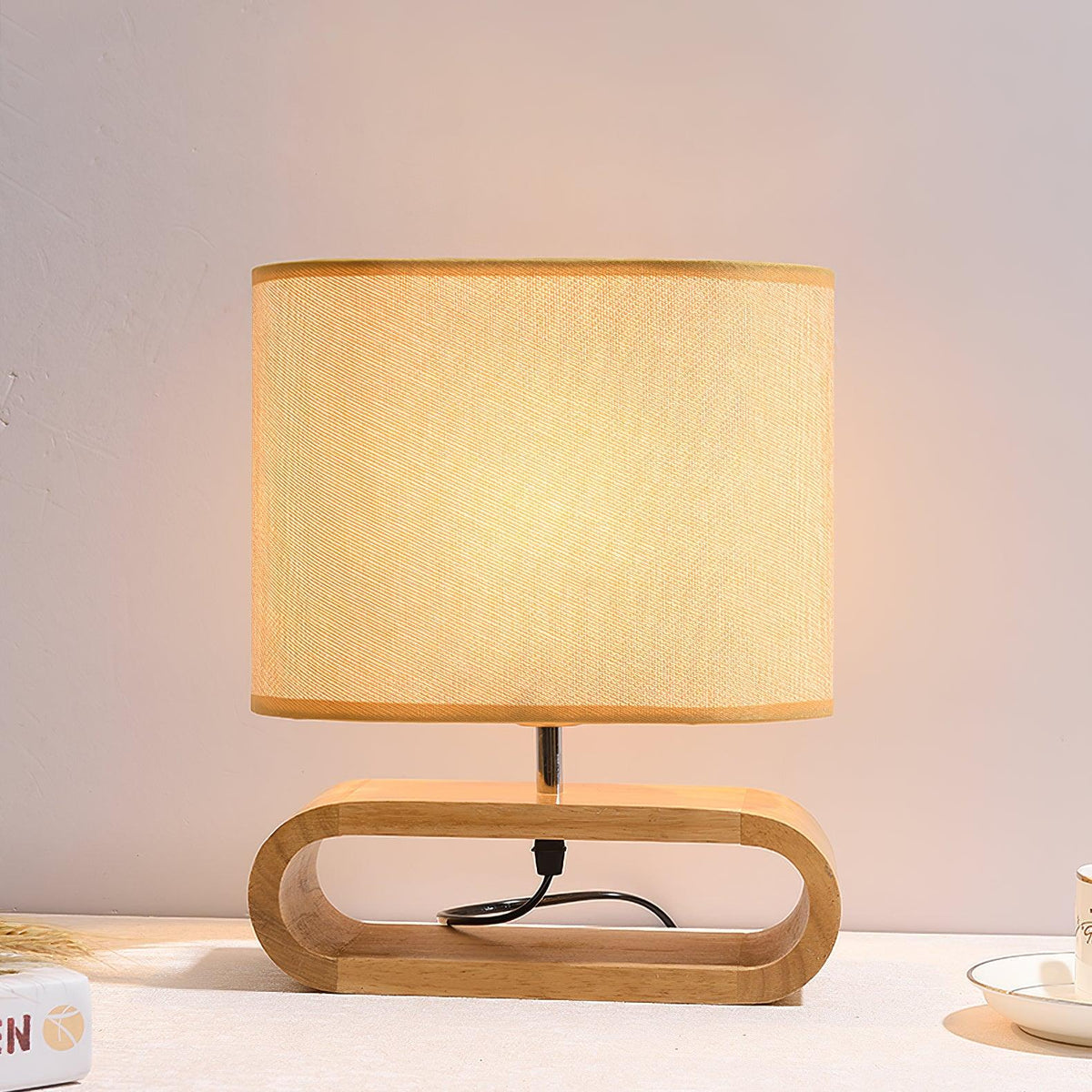 Loop Rustic Wood Table Lamp-Neutral Decor