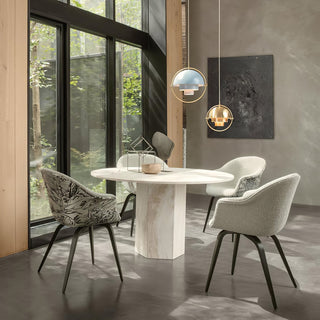 Lustra Suspension Boule Déformée Dorée