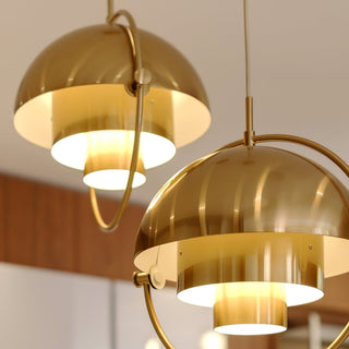 Lustra Suspension Boule Déformée Dorée