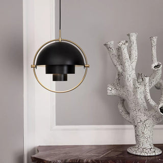 Lustra Suspension Boule Déformée Dorée