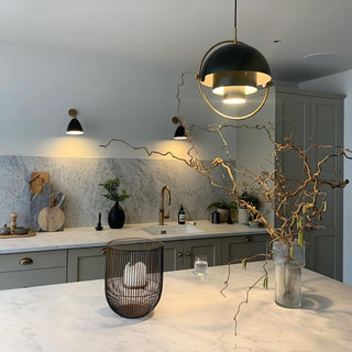Lustra Suspension Boule Déformée Dorée