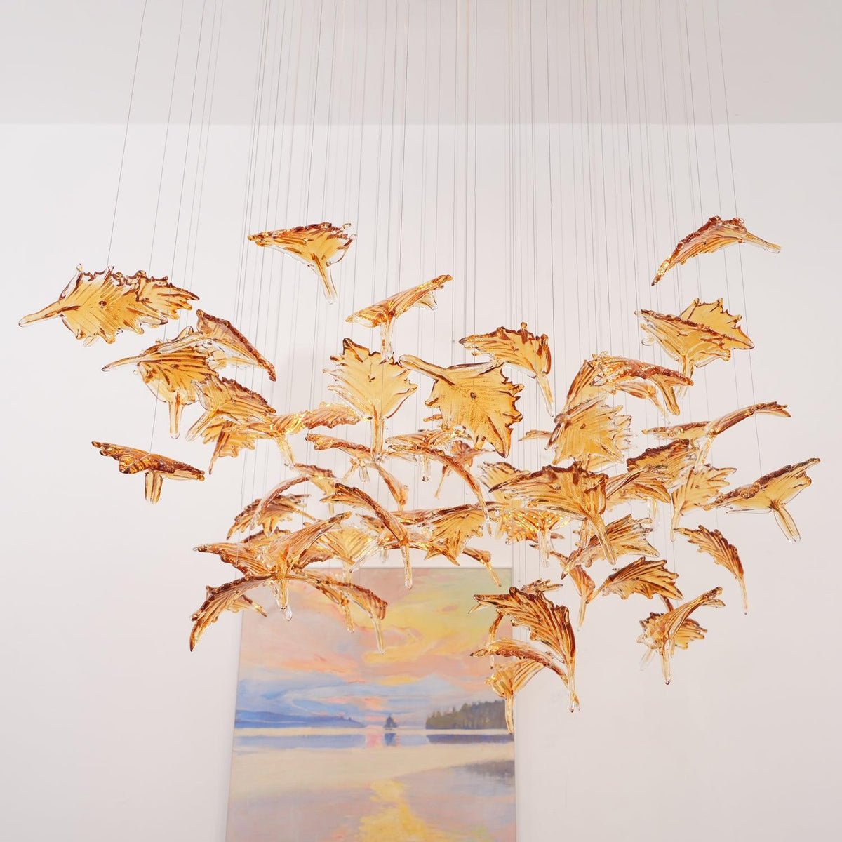 Glenaine Lustre en cristal multicolore en forme de feuille d'érable