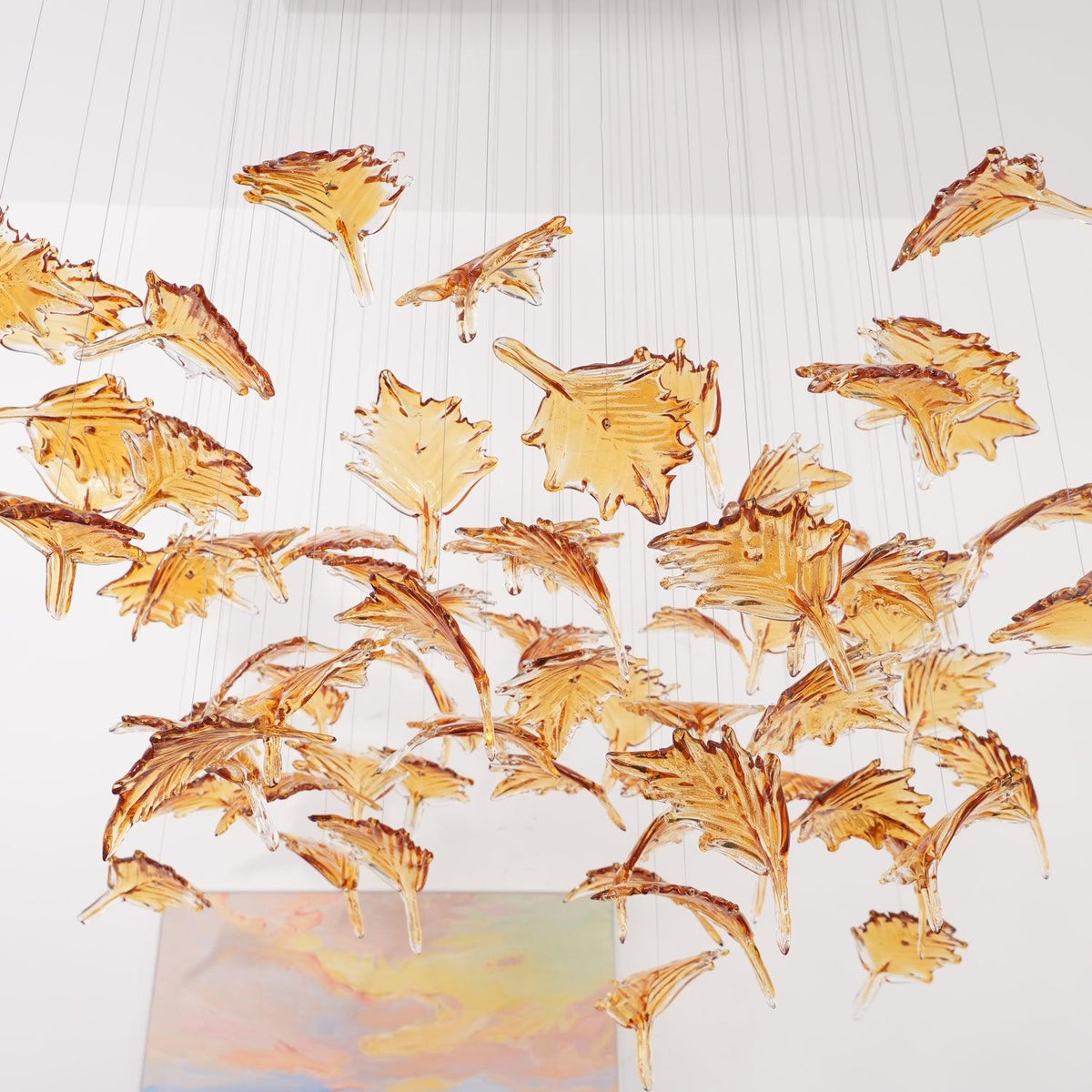 Glenaine Lustre en cristal multicolore en forme de feuille d'érable