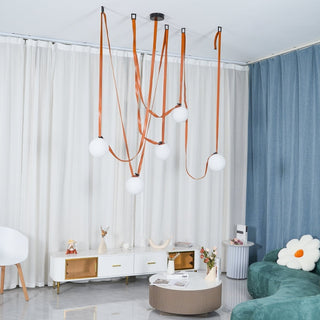 Lustra Suspension en Cuir et Verre