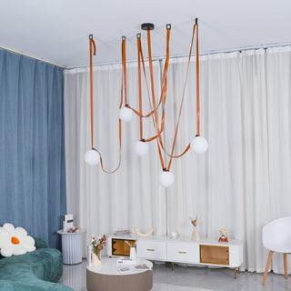 Lustra Suspension en Cuir et Verre
