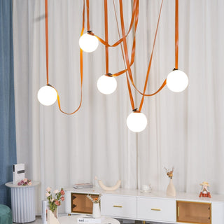 Lustra Suspension en Cuir et Verre
