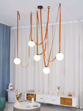 Lustra Suspension en Cuir et Verre