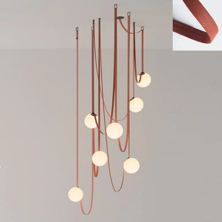 Lustra Suspension en Cuir et Verre