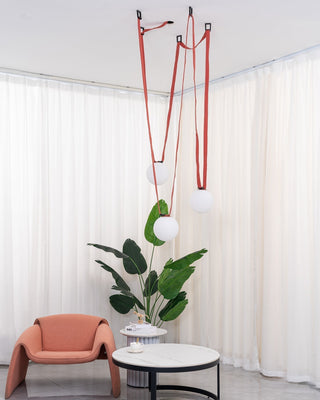 Lustra Suspension en Cuir et Verre