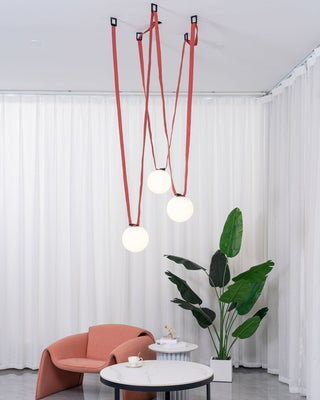 Lustra Suspension en Cuir et Verre