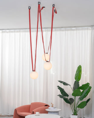 Lustra Suspension en Cuir et Verre