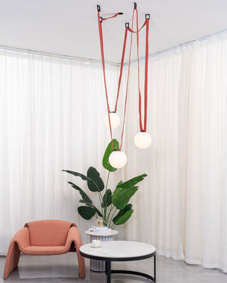 Lustra Suspension en Cuir et Verre