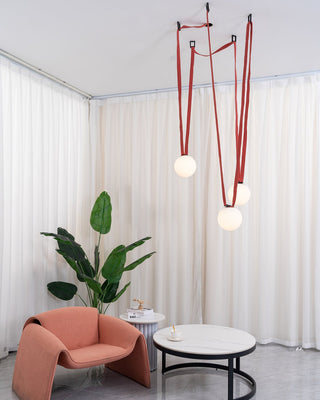Lustra Suspension en Cuir et Verre