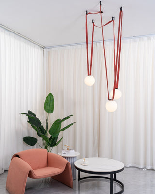 Lustra Suspension en Cuir et Verre