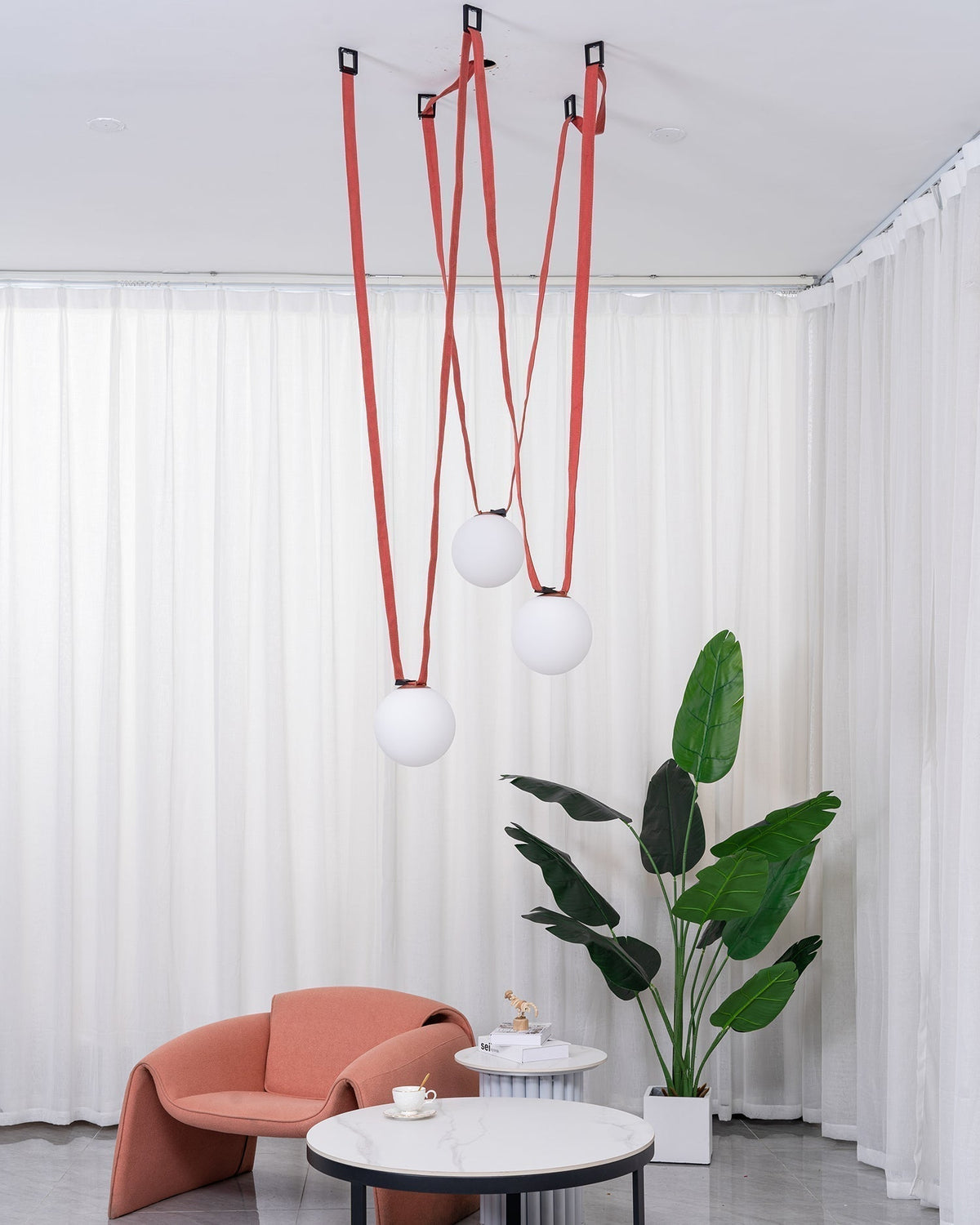 Perrio Suspension en Cuir et Verre