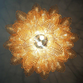 Aurora Lustre Ambre Feuille Verre Superposé Vénitien Élégance