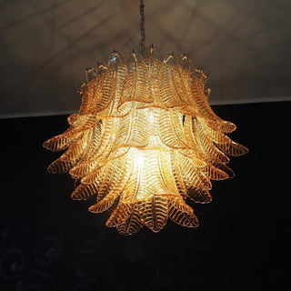 Aurora Lustre Ambre Feuille Verre Superposé Vénitien Élégance
