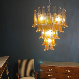 Aurora Lustre en Verre Murano Pétales Ambre