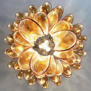 Aurora Lustre en Verre Murano Pétales Ambre